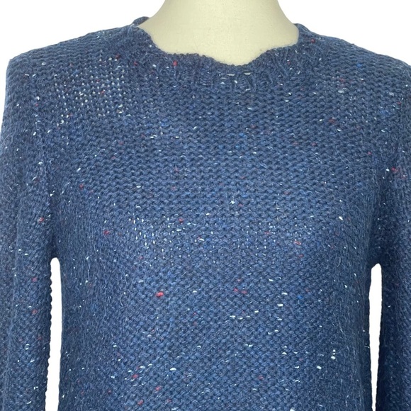 Ann‎ Taylor Navy Blue Marled Speckled Sweater Scalloped Neck Womens Size Small S - Picture 2 of 8